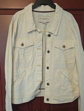 Pilcro White Denim Jacket with Brown Buttons
